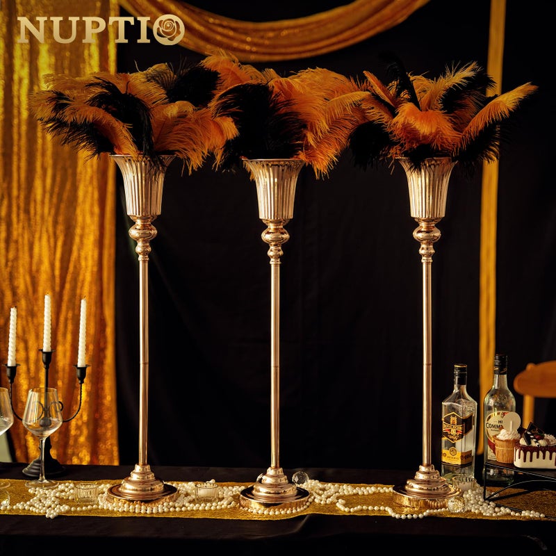NUPTIO Centerpiece Vase Tall Gold: 2 Pcs 30.5" Wedding Flower Stand for Table Metal Trumpet Vase for Party Decorations - Image 3